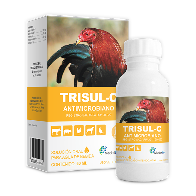 Trisul-C Antimicrobiano Solución Oral Para Agua De Bebida 60 Ml- MederiLab Trisul-C Antimicrobiano Solución Oral Para Agua De Bebida 60 Ml- MederiLab